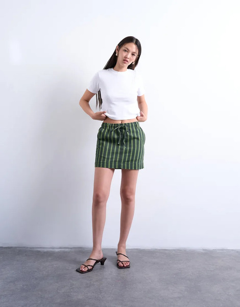  Topshop Pull On Utility Skirt In Multi Stripe 