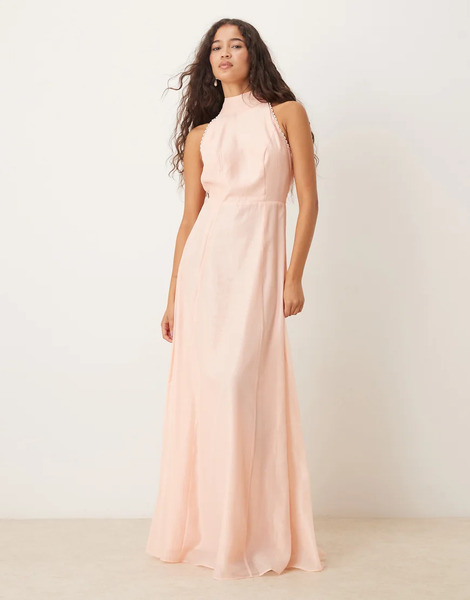  True Decadence Strapeless Maxi Dresses In Dusty Peach Orange 