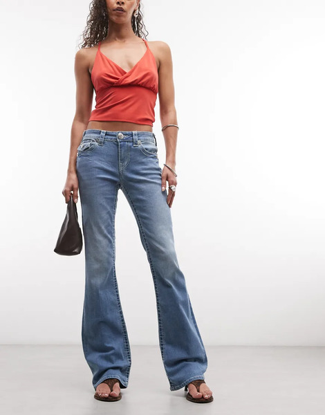  True Religion Becca Bootcut Big T Jeans In Medium Wash Blue 