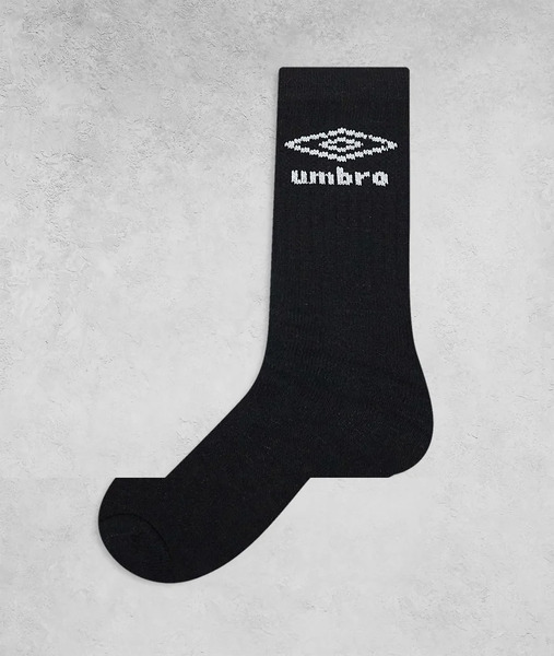  Umbro 3 Pack Crew Socks In Black Grey And White Multi 