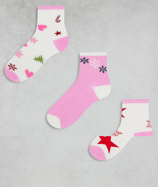  Urban Threads Christmas 3 Pack Christmas Socks In Multi 