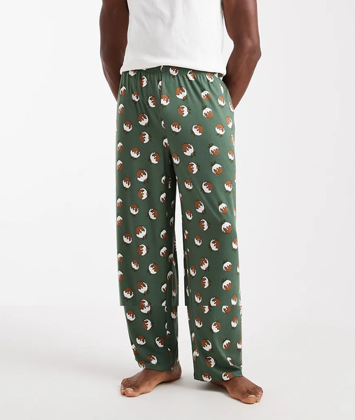  Urban Threads Christmas Pudding Pyjama Trouser In Green 