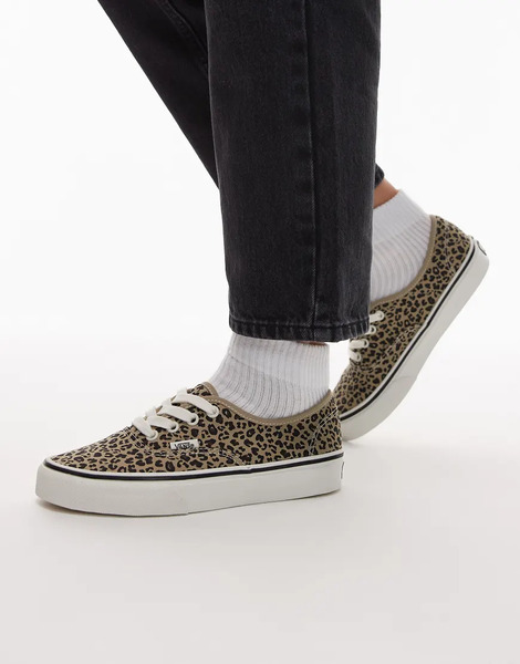  Vans Authentic Trainers In Black Leopard Multi 