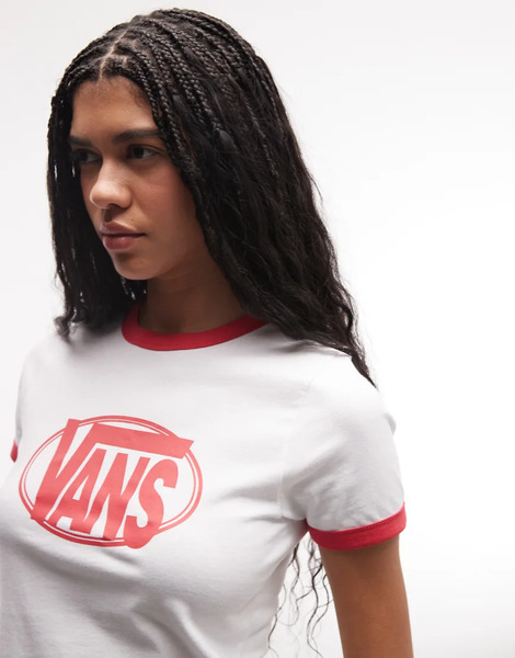  Vans Center Chest Ringer Tee In White 