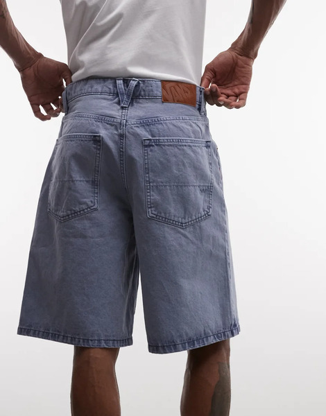  Vans Check 5 Baggy Printed Denim Shorts In Light Blue 