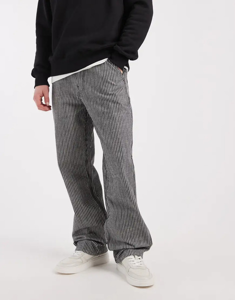  Vans Chore Loose Stripe Denim Pants Black In Black/white 