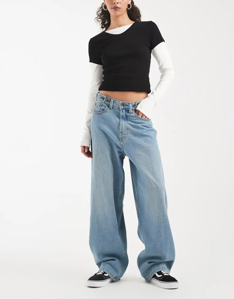  Vans Cinched Check 5 Baggy Pants Medium Blue In Stonewash/blue 