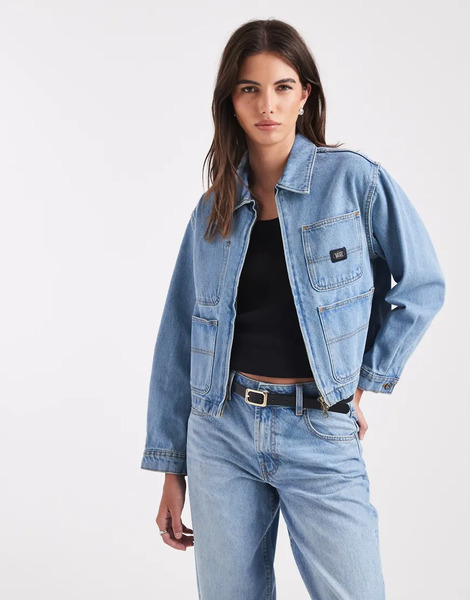  Vans Emily Boxy Workwear Jacket In Stonewash/blue 