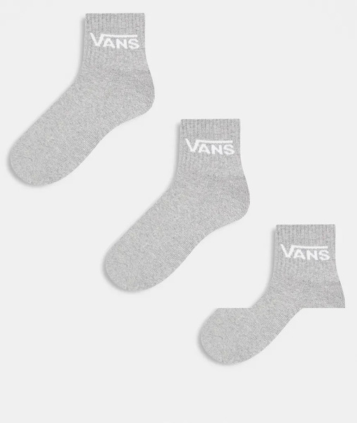  Vans 3 Pack Classic Crew Socks In Grey 