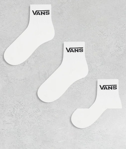  Vans 3 Pack Classic Half Crew Socks In White 