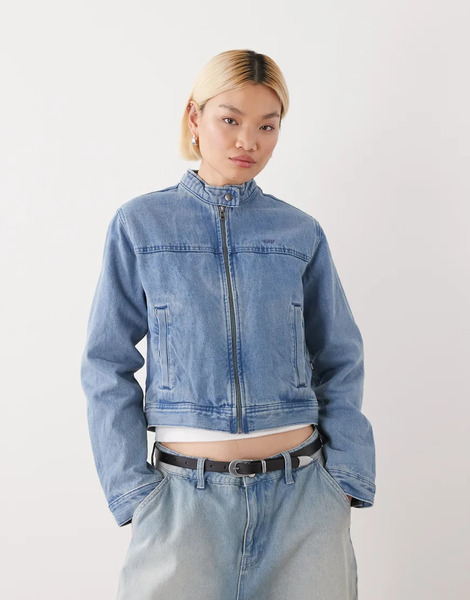  Vans Premium Pomona Collarless Station Jacket Medium Blue In Stonewash/blue 