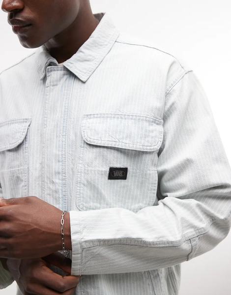  Vans Umber Denim Stripe Jacket In Light Blue 