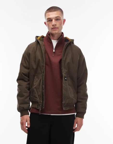  Vans Workwear Full Zip Canvas Jacket In Brown 