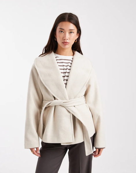  Vero Moda Belted Short Formal Jacket In Cream White 