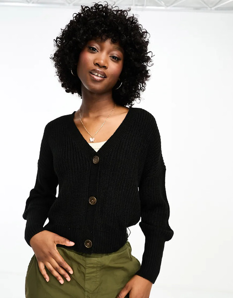 Vero Moda Button Through Cardigan In Black 