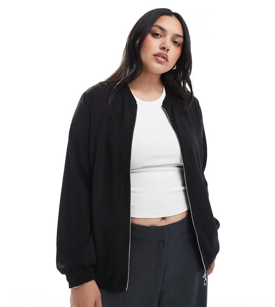  Vero Moda Curve Oversized Bomber Jacket In Black 