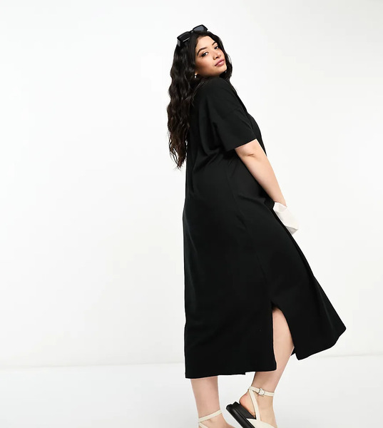  Vero Moda Curve Oversized T Shirt Maxi Dress In Black 