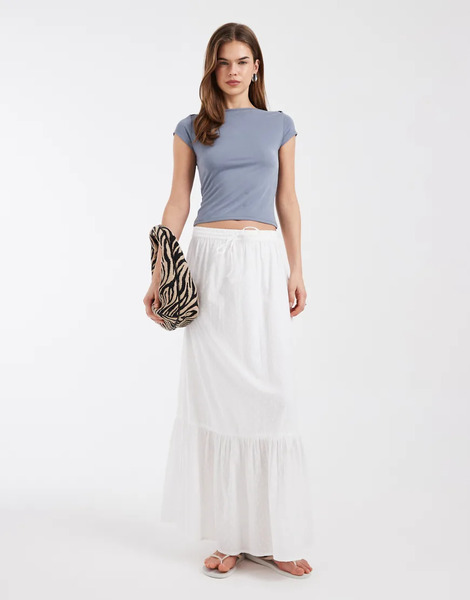 Vero Moda Dobby Texture Boho Maxi Skirt In White 