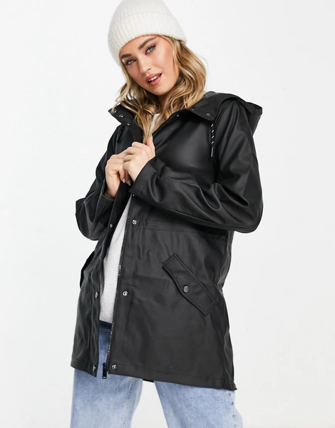  Vero Moda Hooded Rain Jacket In Black 