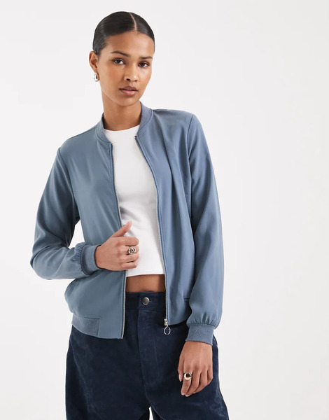  Vero Moda Lightweight Zip Front Bomber Jacket In China Blue 