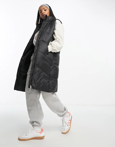  Vero Moda Longline Padded Gilet In Black 