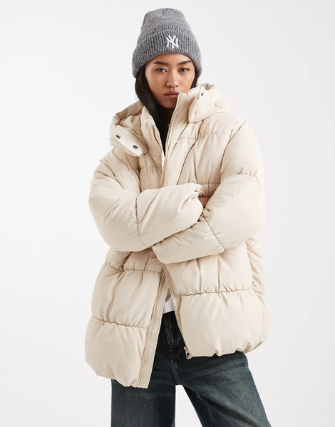  Vero Moda Luxe Oversized Puffer Coat In Cream Neutral 