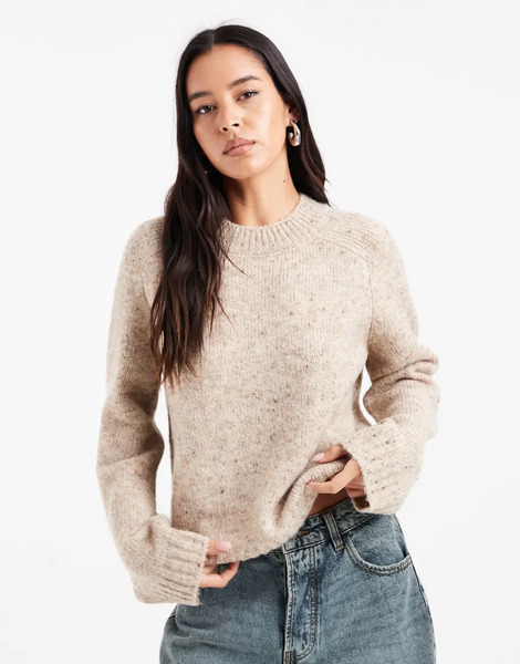  Vero Moda Oversized Chunky Jumper In Neutral Melange 