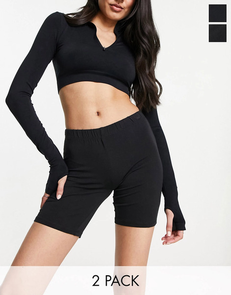  Vero Moda 2 Pack Legging Shorts In Black 