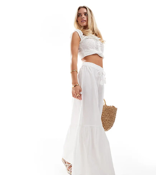  Vero Moda Petite Boho Maxi Skirt In White 