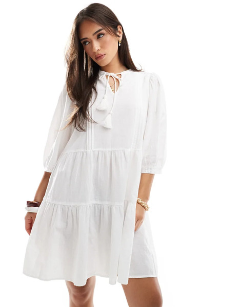  Vero Moda Smock Mini Dress In White 