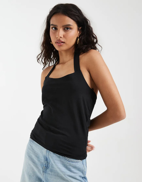 Vero Moda Smooth Jersey Halter Neck Top In Black 