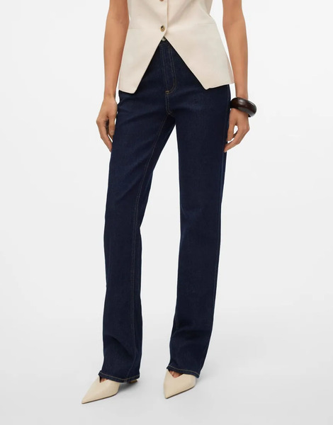  Vero Moda Wide Fit Jeans In Dark Blue Denim 