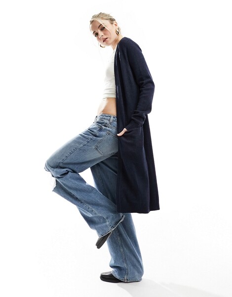 Vila Longline Cardigan In Blue 