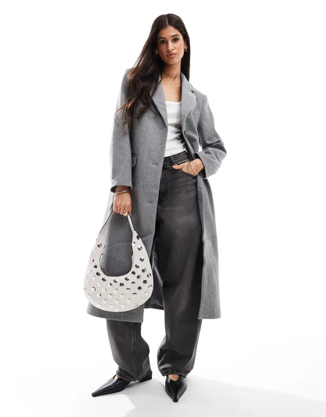 Vila Longline Formal Coat In Grey 