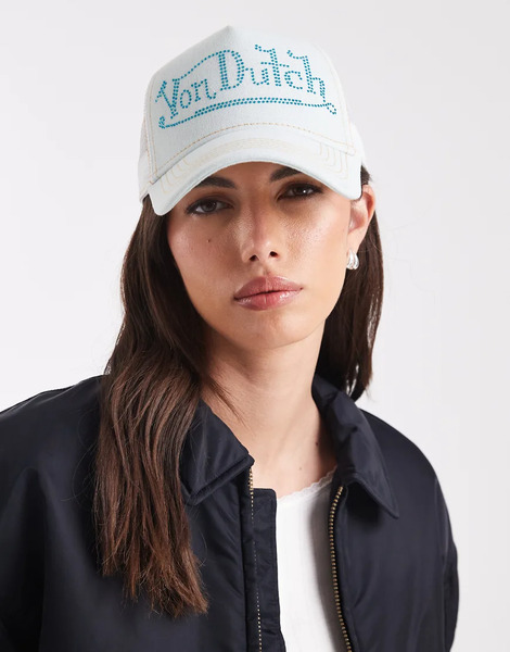  Von Dutch Bling Trucker Cap In Denim Blue 