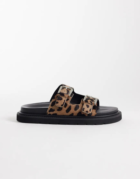  Walk London Budapest Double Strap Sandal In Leopard Print Multi 