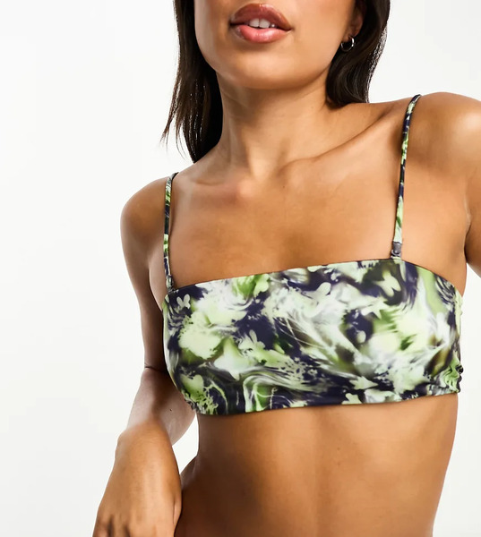 Weekday Aura Bandeau Bikini Top In Bliss Lime Exclusive To Asos Multi 