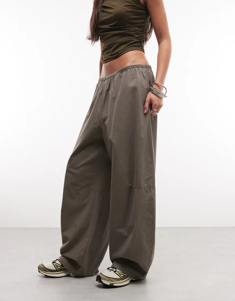  Weekday Barrel Parachute Trousers In Mid Grey 