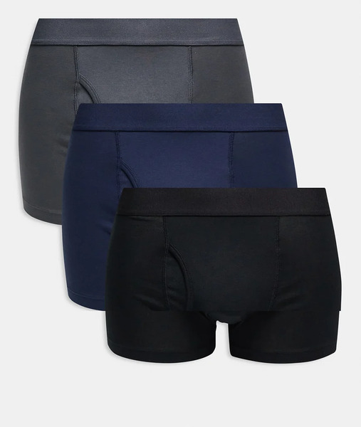  Weekday Boxer 3 Pack In Black Navy & Grey 