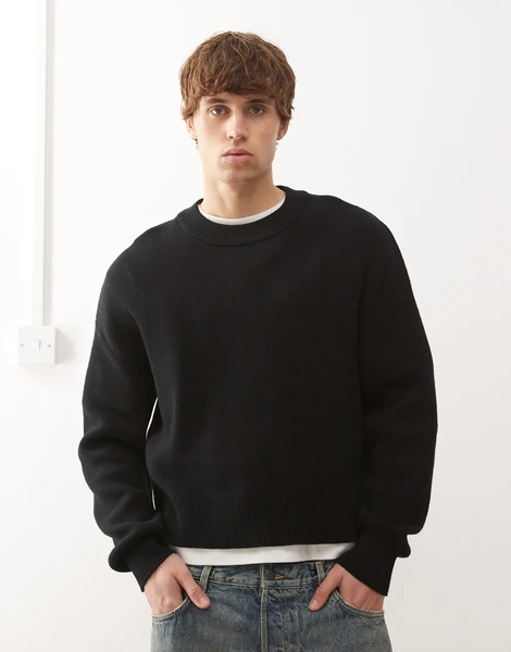  Weekday Boxy Fit Knitted Jumper In Black 