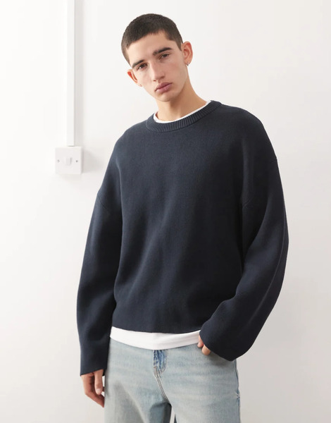  Weekday Boxy Oversized Jumper In Navy 