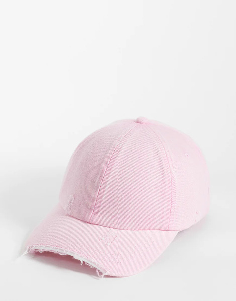  Weekday Cap With Distressed Details In Washed Pink 