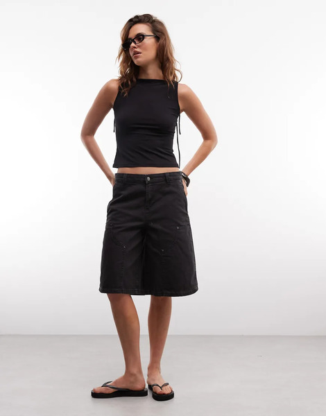  Weekday Carpenter Shorts In Washed Black 