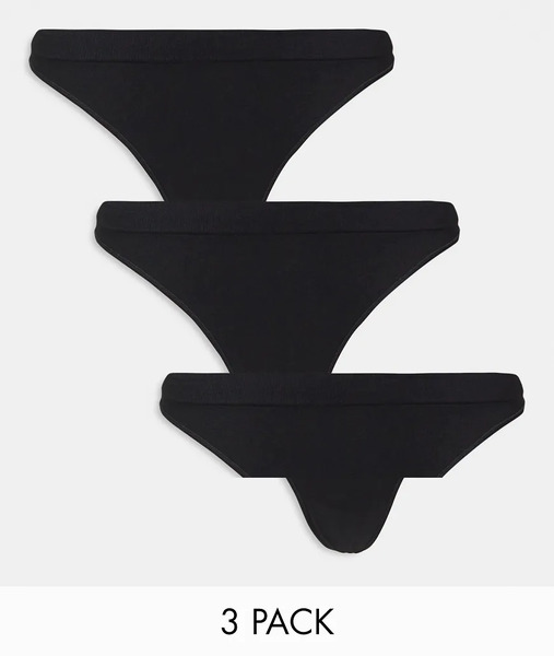  Weekday Cat Seamless 3 Pack Thong In Black 