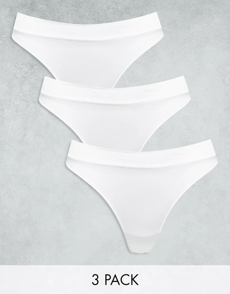  Weekday Cat Seamless 3 Pack Thong In White 