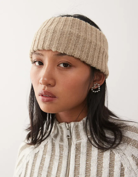  Weekday Chunky Knitted Headband In Beige Neutral 