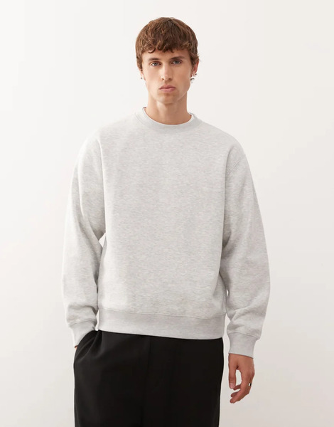  Weekday Classic Fit Sweatshirt In Grey Melange 