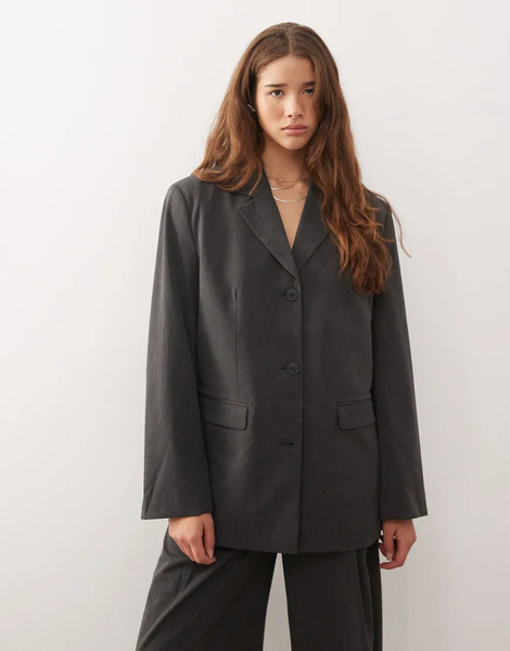  Weekday Co Ord Oversized Blazer In Dark Grey Melange 