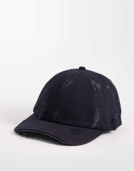  Weekday Distressed Cap In Washed Black 
