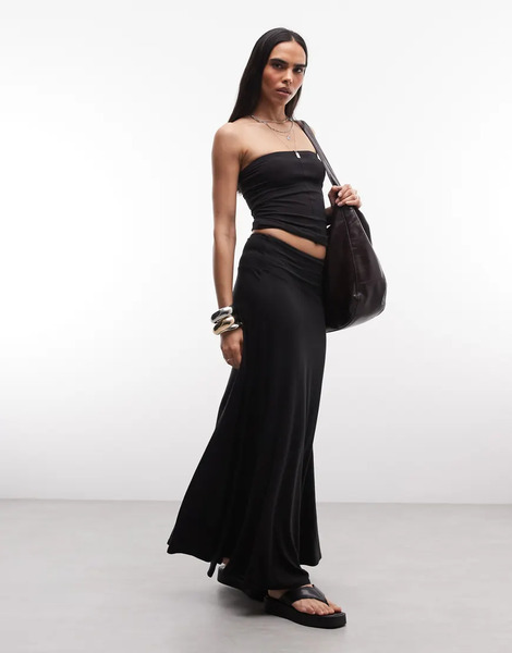  Weekday Drapey Maxi Skirt In Black 